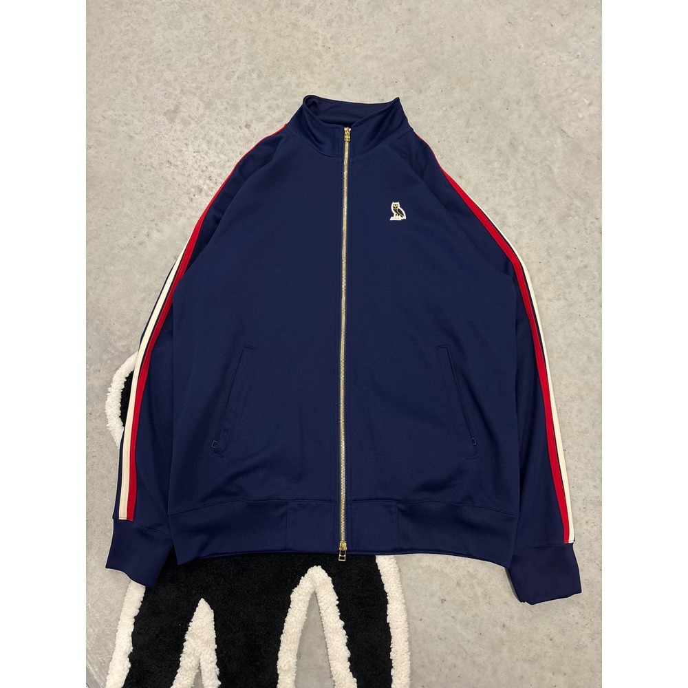 OVO Octobers Very Own Navy Blue Track Jacket Red White Stripe XL Made in Canada